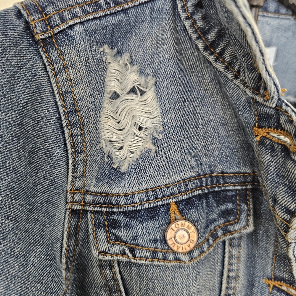 Tommy Bahama Youth Girls Denim Jean Jacket Med Wash Size 12 - Picture 4 of 10